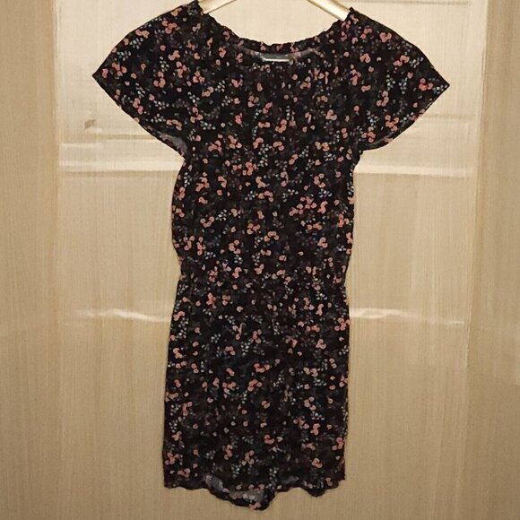 Old Navy Girls Black Pink Silky Romper 10-12 - Picture 1 of 6
